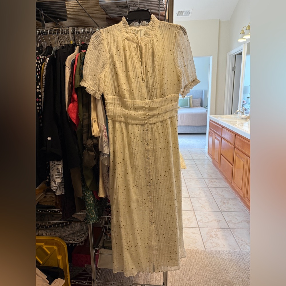 Cream Puff Sleeve Midi Sundress with Peter Pan Collar